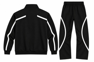 Ensemble de survêtement unisexe imprimé et uni, sweat-shirt à demi-zip avec poches latérales, pantalon à cordon de serrage, respirant, décontracté, pour l'automne, manches longues - Product Image 5