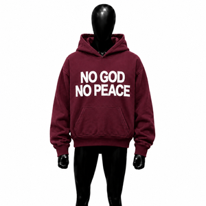 Maroon Graphic Hoodie Oversized Streetwear Pullover <b>Sweatshirt</b> Unisex <b>Men</b> Women Casual Fashion Hooded Top Bold <b>White</b> Typography - Product Image 1