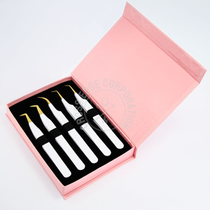 Pince à épiler d'extension de cils Volume de pointe en fibre blanche Outils de cils individuels à 90 degrés Cils à pointe dorée - Product Image 1