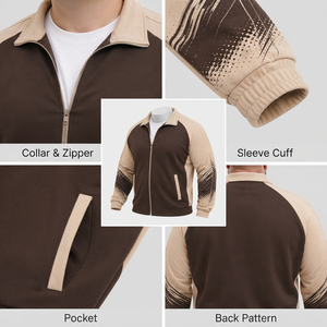 Men Turndown Collar Track <b>Jacket</b> Men Raglan Sleeve Training <b>Jackets</b> Cotton Fleece Winter Wear Tracksuit Top Men Sports Zipper - Product Image 6