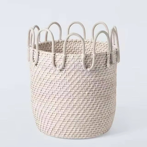 ตะกร้าเก็บของสานจากหญ้าทะเลทรงสี่เหลี่ยม สำหรับห้องนั่งเล่นและห้องครัว เป็นมิตรกับสิ่งแวดล้อม ทำด้วยมือ - Product Image 1