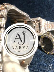 AARVA JEWELS Montre élégante de luxe pour femme, boîtier rond en acier inoxydable, mouvement à quartz analogique de 38 mm, bracelet de 20 mm, fermoir pliant - Product Image 4