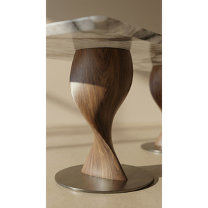 Table à manger de luxe en marbre Calacatta Violet, plateau en marbre, pieds en bois massif noyer, rectangulaire, mobilier moderne PISANO - Product Image 6