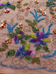 Tela de red tejida 100% acrílica bordada a mano con cuentas, laminada con HDPE, resistente a la abrasión, de alta densidad, para accesorios de mujer. - Product Image 4