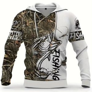 Nouveau Hoodie Unisexe Personnalisé OEM, Design 3D Marin, Streetwear, Sublimation, pour Tournoi de Pêche - Product Image 1