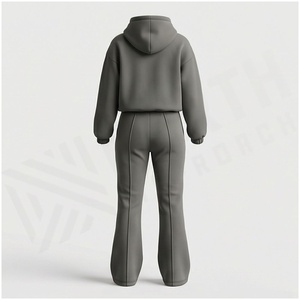 Conjunto Deportivo Unisex Gris de 2 Piezas con Capucha, Pantalones Largos y Chaqueta con Estampado Frontal, Ropa Casual de Otoño - Product Image 2