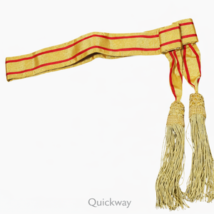 Cinturón de Cintura Ceremonial Rojo y Dorado, Accesorio para Vestido Formal con Borlas Doradas, para Disfraces y Eventos Especiales - Product Image 1