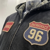 Sweat-shirt noir Snowgrace à fermeture éclair, avec patch brodé, coupe ample, unisexe, décontracté, 100% coton, veste pour l'automne
