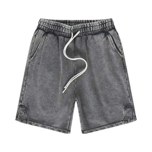 Shorts Bermuda en coton uni pour homme avec cordon de serrage à la taille et poches, style décontracté, tissu respirant, design taille mi-haute - Product Image 2