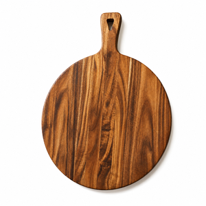 Planche ronde en bois d'acacia massif personnalisée avec poignée, épaisseur 1,5 cm, planche décorative en bois naturel pour la maison et la cuisine, OEM ODM - Product Image 1