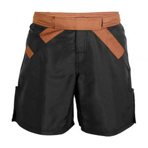 Men's Black Cargo <b>Shorts</b> With Brown <b>Belt</b> Elastic Waist Quick Dry Solid Color Casual Style Woven Fabric Mid Rise - Product Image 1