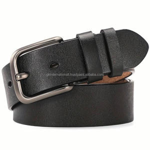Cinturón Casual de Cuero Genuino Negro, Marrón o Bronceado de Alta Calidad para Hombre, para Jeans y Pantalones, con Hebilla de Aleación de Zinc Plateada Mate - Product Image 3