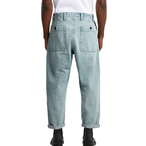 Pantalons en denim chino plissés OEM ODM pour hommes, coupe droite, lavage doux, décontracté, ample, tendance, denim imprimé 3D, automne hiver, vente en gros - Product Image 3
