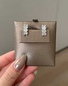 Oval Lab Diamond Huggie <b>Hoop</b> <b>Earrings</b> 14k 18k <b>Solid</b> Gold Prong Set Minimalist Bridal Wedding Luxury Classic Huggies Fine Jewelry - Product Image 6