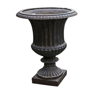 Cast Iron Garden Urn with Square Base Antique Design for Flower or Green Plant Outdoor Use Garden Urns On Sale - Product Image 1
