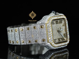 นาฬิกาข้อมือผู้ชาย Pahal Jewels หรูหรา ระบบจักรกล ประดับเพชร ตัวเรือนสแตนเลสทรงเหลี่ยม ขนาด 40 มม. หน้าปัดอนาล็อก แสดงวันที่อัตโนมัติ ปุ่มกดขนาด 16 มม. - Product Image 2