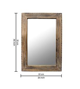 Rustic Wooden <b>Framed</b> Rectangular Wall Mirror Decorative Home Accent Mirror - Product Image 3