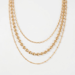 Collier chaîne cœur superposé plaqué or, multi-brins perlés, pour femme, cadeau, fête - Product Image 2
