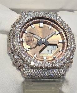Reloj de Lujo Personalizado para Hombre con Diamantes Moissanite VVS, Correa de Cuero, Resistente al Agua 3Bar, Estilo Hip Hop, Chapado en Oro - Product Image 1