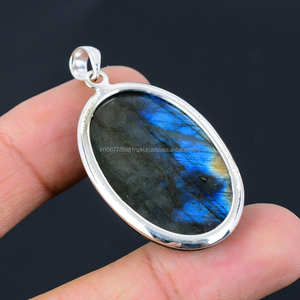 Colgante de Plata de Ley 925, colgante de piedras preciosas de labradorita, joyería hecha a mano, joyería de labradorita, regalo para ella - Product Image 2