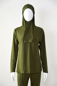Women Modest Swimwear Set Olive Green Long Sleeve Tunic <b>Full</b> Length Leggings Matching <b>Hijab</b> UPF50+ Breathable Solid Color - Product Image 5
