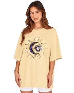 T-shirts d'été pour femmes 100% coton, imprimés graphiques, t-shirts DTF, col rond, manches courtes, amples et confortables - Product Image 1