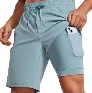 Pantalones Cortos Deportivos de Doble Capa con Etiqueta Privada Personalizada, OEM, al por Mayor, 2 en 1, para Correr, Proveedor de Ropa al por Mayor - Product Image 1