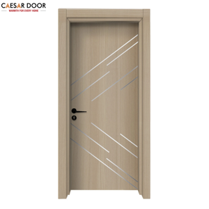 Puerta Moderna de Madera Compuesta de Polímero (WPC) con Diseño de Tiras CNC, para Apartamentos, Hoteles, Dormitorios y Cocinas, con Superficie Acabada - Product Image 1