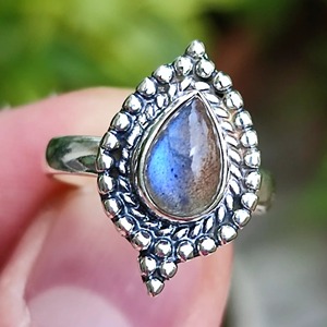 <b>Labradorite</b> <b>Ring</b> 925 Sterling Silver Handmade Boho Statement Promise Jewelry for Women Natural Pear Shape Gemstone Jewelry - Product Image 2