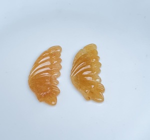 Natural Yellow Jade Angel <b>Wings</b> Carving Pair Hand Carved Gemstone <b>Wings</b> for Jewelry Making Pendant Craft & Wholesale - Product Image 1