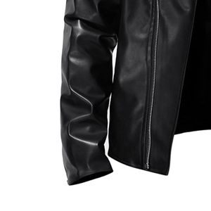 Unisex Classic <b>Cafe</b> <b>Racer</b> <b>Leather</b> <b>Jacket</b> Full Sleeve Windproof Anti-UV Breathable Plus Size Autumn Style - Product Image 3