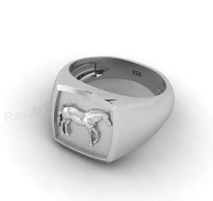 18k Gold Plated 925 Solid Silver 14mm Cushion Horse Head Motif Memento Mori Signet <b>Ring</b> Equestrian Fine Jewelry Gift <b>for</b> <b>Men</b> - Product Image 4
