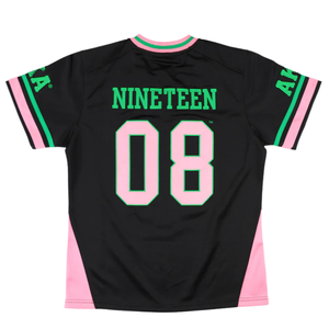 Camiseta Deportiva de Fútbol AKA para Mujer, Cuello en V, Bordado, Negra, Rosa, Verde, Manga Corta - Product Image 2
