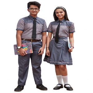 Wholesale <b>Unisex</b> High School Uniform Dress Set for Boys and Girls Quality Shirt Pant <b>Skirt</b> With Tie for Children - Product Image 2