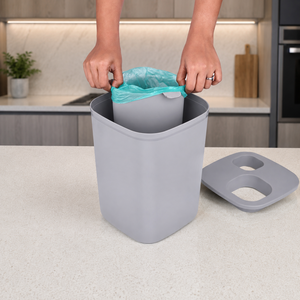 Plastic Recycling <b>Bin</b> With Dual Compartment <b>Lid</b> Indoor Kitchen Waste Storage Bucket Minimalist Rectangular Design - Product Image 2
