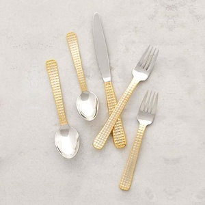 Top Quality Manufacturer in India Stainless Steel <b>Gold</b> <b>Cutlery</b> <b>Set</b> Royal Design Flatware Knife Fork Spoon for Wedding Dinner Use - Product Image 2