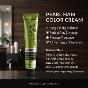 Crème colorante pour cheveux OEM ODM Pearl - Formule permanente à faible teneur en ammoniaque, couvrance des cheveux gris, parfum agréable, tous types de cheveux, professionnelle - Product Image 1