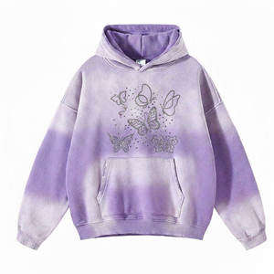 Sudadera con Capucha Oversize Unisex Kivotech con Estampado de Mariposas y Bolsillo Frontal, Tejido French Terry, Corte Regular, Primavera - Product Image 1
