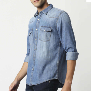 Chemises en jean décontractées légères pour hommes, OEM, respirantes, look élégant, coupe ajustée, nouvelle arrivée, haute qualité - Product Image 1