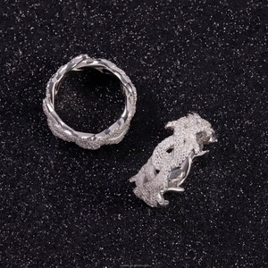 ZAWO HOUSE Luxury 18K Gold Plated Spiked Design VVS1 Mossanite Pave Setting <b>Ring</b> <b>925</b> Sterling <b>Silver</b> Hip Hop Cuban Style Unisex - Product Image 4