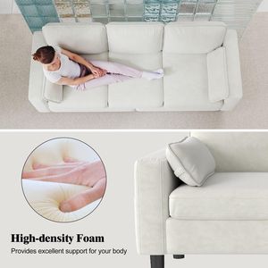 Divano Moderno PPL da 78 Pollici a 3 Posti con Braccioli e Cuscini, Divano Comodo per Soggiorno con Tasca Laterale - Product Image 3