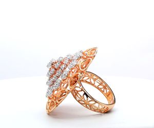 Wholesale 14k Rose Gold Floral Cocktail <b>Ring</b> IGI Certified Lab Grown Diamond Cluster <b>Set</b> Bold Statement <b>Ring</b> <b>Women</b> Jewelry - Product Image 2