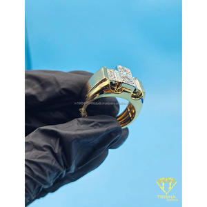 Anillo Geométrico de Plata de Ley 925 con Diamantes de Moissanita, Tono Dorado, Joyería de Alta Gama para Compradores Mayoristas - Product Image 2