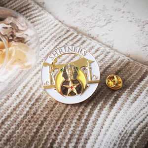 เข็มกลัดติดเสื้อ Shriners Masonic รูปทรงกลม ชุบทอง ทำจากโลหะผสมสังกะสีเคลือบแข็ง ลายพีระมิด ของสะสมงานศิลปะ - Product Image 5