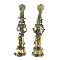 Statue tribale artisanale en laiton, imitation antique, art populaire, bustes homme et femme gravés, figurines sculptées, décoration murale Inde