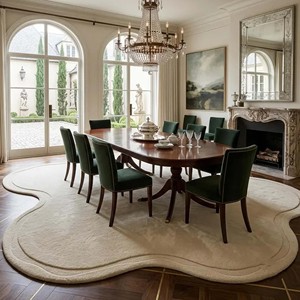 Tapis moderne en forme de nuage irrégulier, doux et moelleux, couleur crème, minimaliste, pour salon, chambre, chambre d'enfant, décoration intérieure - Product Image 6