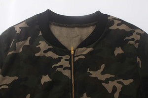 Women's Casual Camouflage <b>Jacket</b> With Pockets Long Sleeve Coat Zip up Cropped Bomber <b>Jacket</b> - Product Image 5