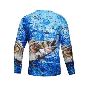 T-shirts de pêche personnalisés pour hommes, imprimés numériquement, en coton/fibre de bambou, à manches longues, séchage rapide, vente en gros - Product Image 1