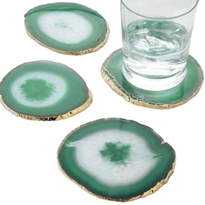 Sous-verres en agate naturelle de 4 pouces pour hôtel et restaurant Décoration de table unique Tapis et tampons pour thé, café et boissons - Product Image 4