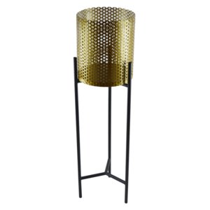 Jardinière ronde en fer attrayante avec support noir pliable, pots à fleurs en métal de qualité standard marron, fournitures de jardin - Product Image 6